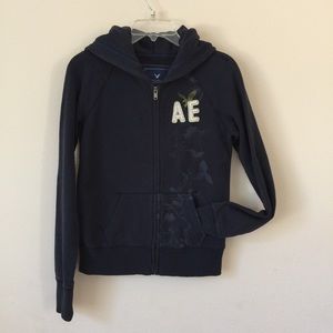 American Eagle Navy Full-Zip Hoodie